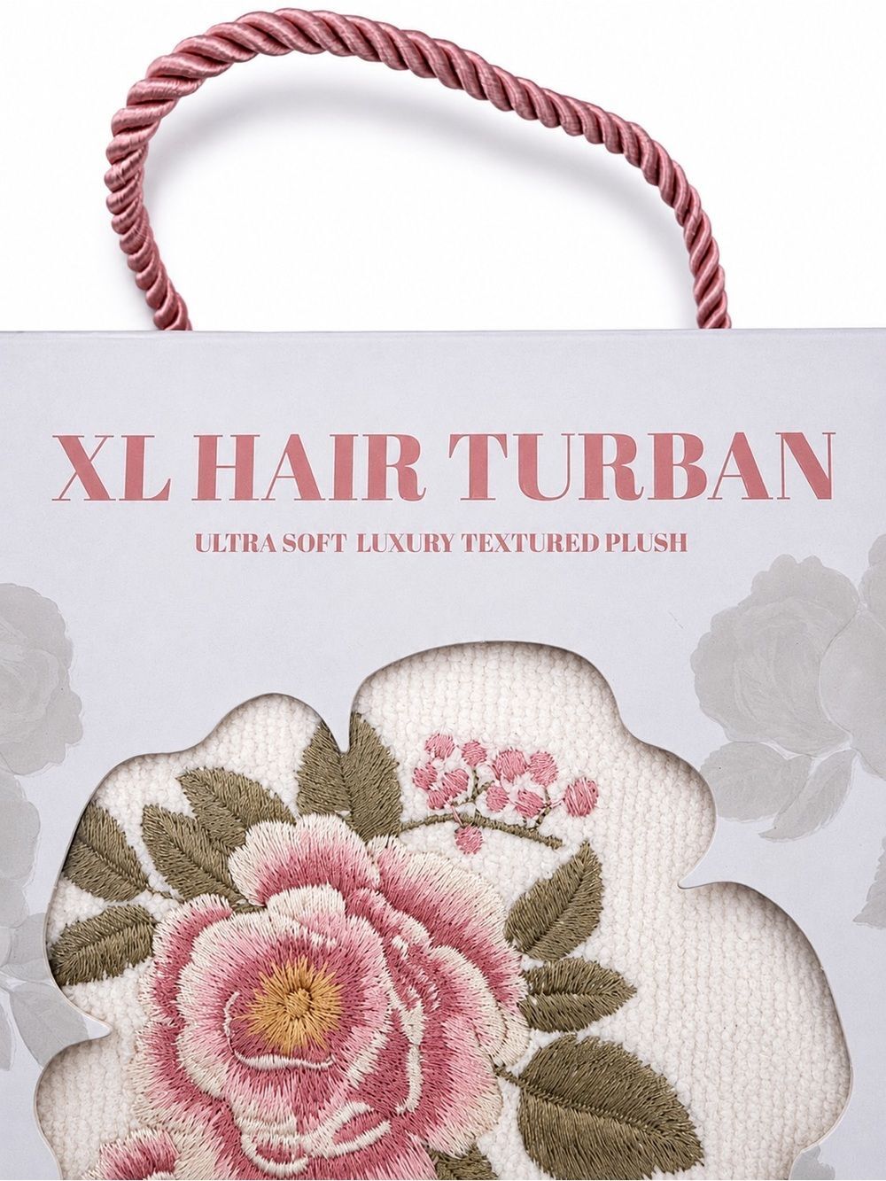 Primrose XL Hair Turban Luxury Plush Microfiber Hair Wrap – Floral Embroidered - Picture 3 of 6